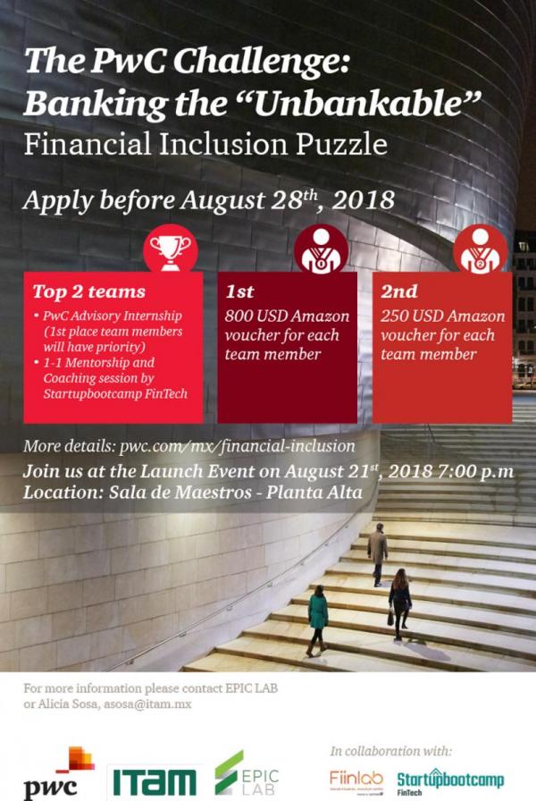 Sesión informativa  del concurso Finctech: “The PwC Challenge: Banking the Unbankable, Financial Inclusion Puzzle”